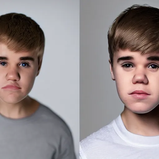 close - up portrait photo of justin bieber with down's | Stable Diffusion