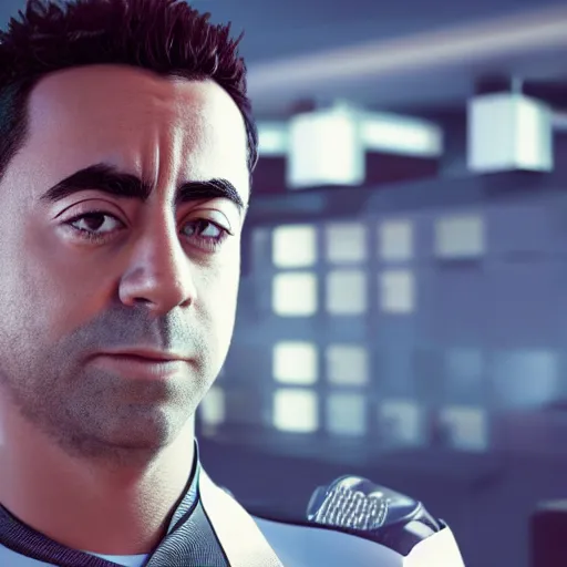 Image similar to xavi hernandez as an android, 4 k, unreal engine 4 render