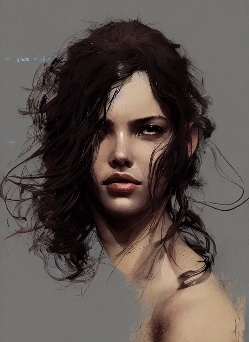 Image similar to portrait of a latin young woman, curlybrown hair and, wearing round thin, she has a big, round jawline, dramatic lighting, illustration by greg rutkowski, yoji shinkawa, 4 k, digital art, concept art, trending on artstation