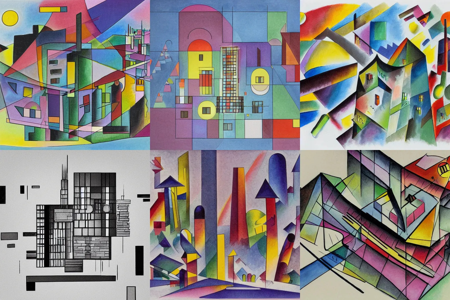 Prompt: concept art of a building, style of Wassily Kandinsky