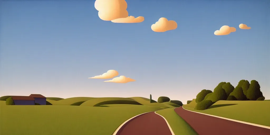 Prompt: running, blue sky, summer evening, kenton nelson