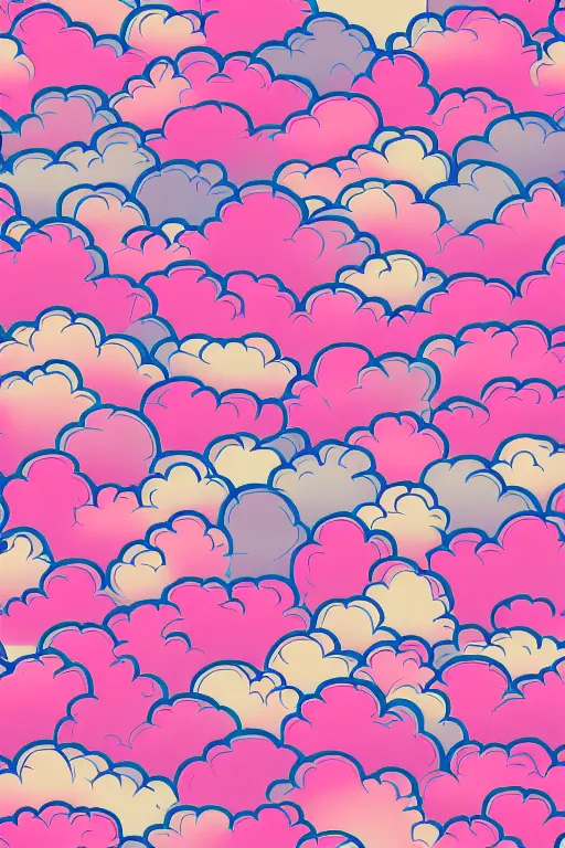 Prompt: repeating seamless retro pixel pattern of pink fluffy clouds in a pretty sky, grain, noise, bold, KDP, colourful, symmetrical, repeating 35mm photography, ultra fine detail, 4k high definition, bold