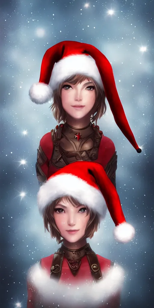 Prompt: artemis with a santa hat, digital art by kazuha fukami, cinematic lighting