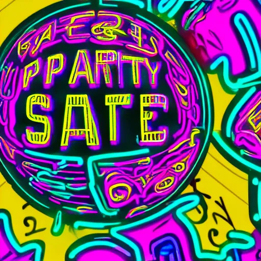 Image similar to neon art text : party space