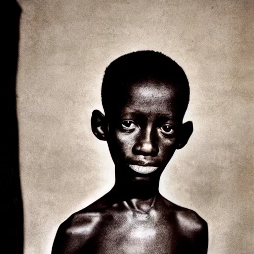 Prompt: portrait of a young african boy by roger ballen and jamie hewlett,