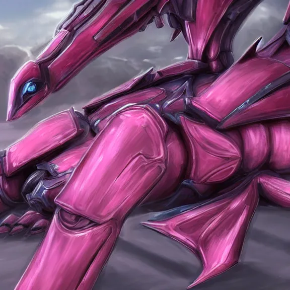 Image similar to very close up foot pov shot, hyperdetailed elegant beautiful stunning anthropomorphic mecha female dragon showing sharp clawed soles close up to camera, lying on beach, detailed foot pov, soft pads, sharp silver armor, fuchsia skin, anthro dragon art, warframe fanart, paw art, furry paws, furaffinity, deviantart, octane, ekasportal