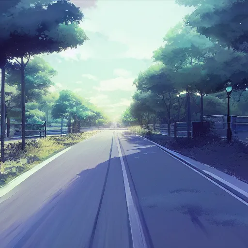 Prompt: The Road to School, Anime concept art by Makoto Shinkai