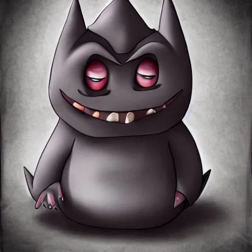 Image similar to gengar lost photo, gengar from pokemon, creepy, weird, intense, feels like you're in danger, help