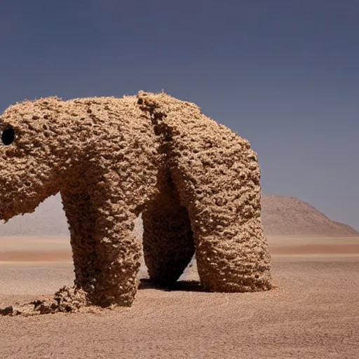 Prompt: a monster made out of sand in the desert with a tornado