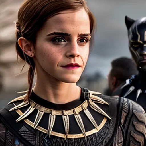 Prompt: Emma Watson as Black Panther