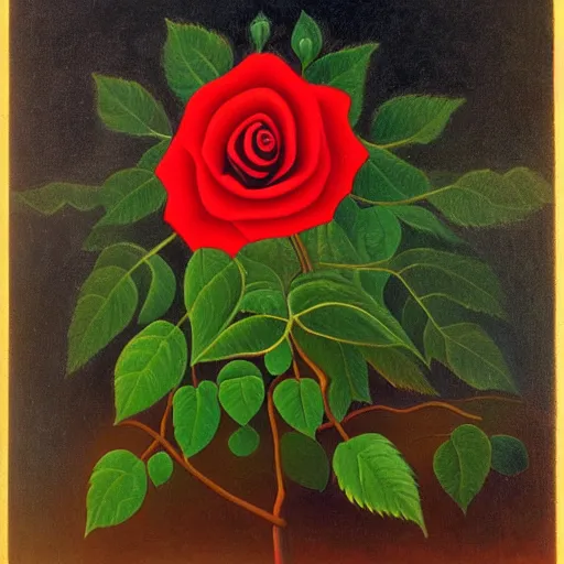 Image similar to a red rose by henri rousseau