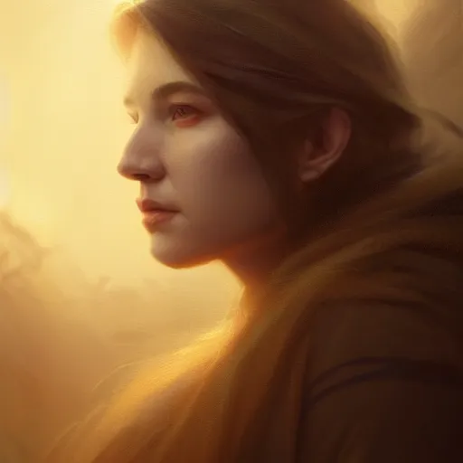 Prompt: Beautiful aesthetically pleasing female oracle of Delphi portrait, face centered portrait, Confident, fog, volumetric lighting, beautiful, golden hour, sharp focus, ultra detailed, conceptartworld by Leesha Hannigan, Ross Tran, Thierry Doizon, Kai Carpenter, Ignacio Fernández Ríos