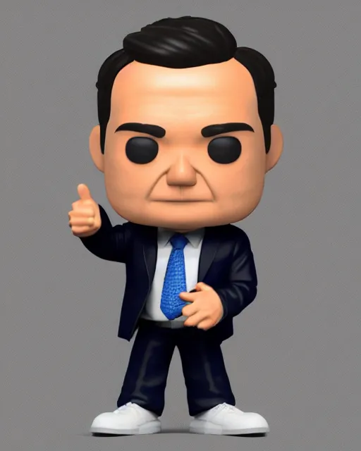 Image similar to full body 3d render of Ben Shapiro as a funko pop, studio lighting, white background, blender, trending on artstation, 8k, highly detailed