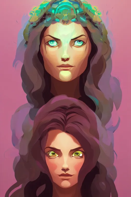 Prompt: face icon vector minimalist portrait goddess gaea, loftis, cory behance hd by jesper ejsing, by rhads, makoto shinkai and lois van baarle, ilya kuvshinov, rossdraws global illumination