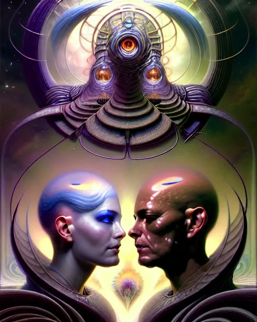 Image similar to a portrait of gemini light and dark fantasy character portrait made of fractals facing each other, ultra realistic, wide angle, intricate details, the fifth element artifacts, highly detailed by peter mohrbacher, hajime sorayama, wayne barlowe, boris vallejo, aaron horkey, gaston bussiere, craig mullins