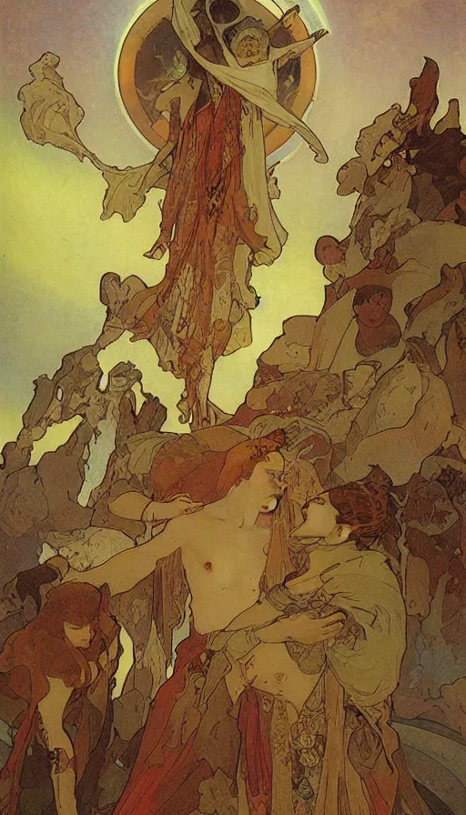 Prompt: the end of the world, by alfons maria mucha