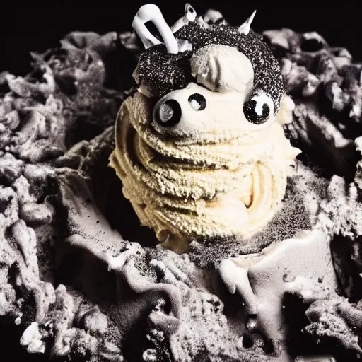 Prompt: a monster made of icecream, award - winning photography