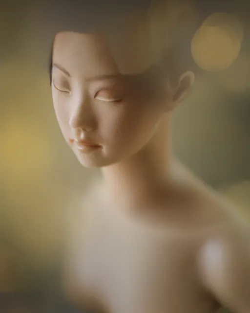 Image similar to japanese aphrodite, diffuse lighting, bokeh, soft focus, portrait