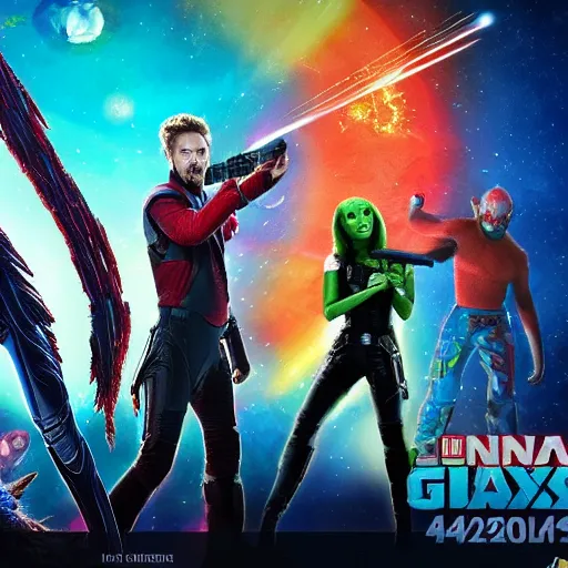 Image similar to laser war between funny creatures on a planet, digital art, guardians of the galaxy style, centred award winning 4K