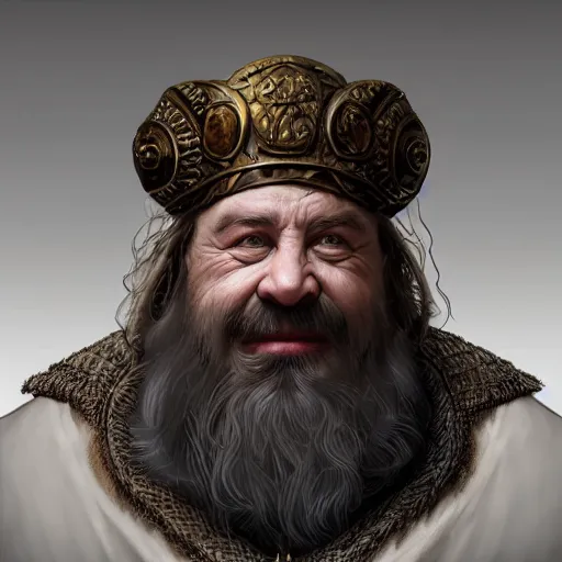 Image similar to realistic portrait of a dwarf cleric, fantasy book, high detail, 8 k, octane render painting, dark fantasy