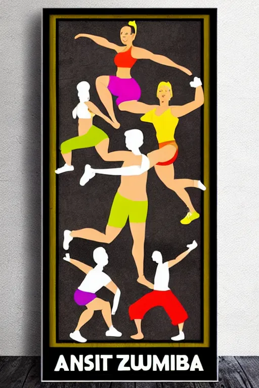 Prompt: Ancient zumba fitness art poster from Jesus time