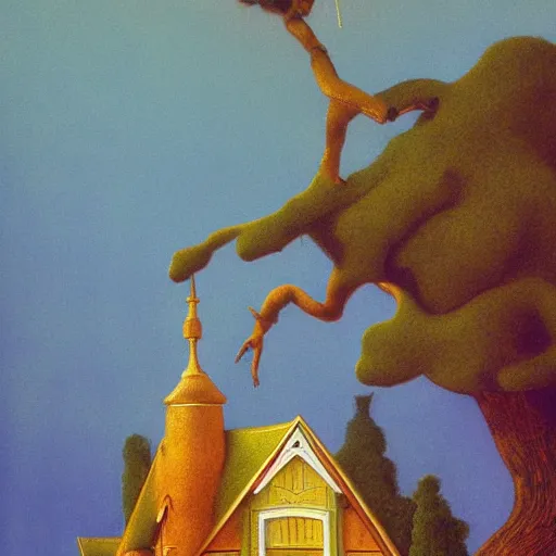 Image similar to baba yaga in the style of maxfield parrish