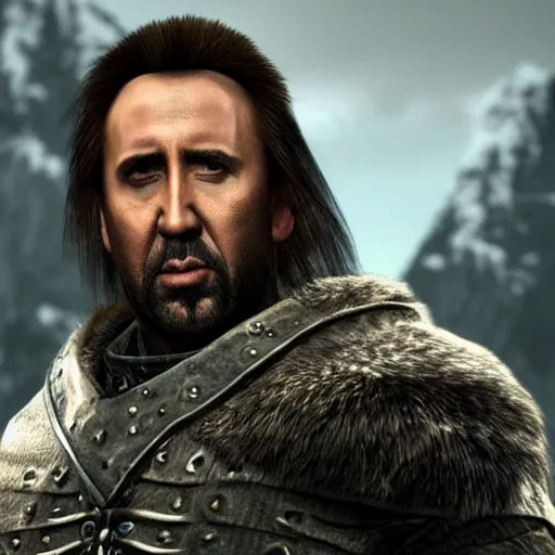 Image similar to Nicolas Cage in Skyrim