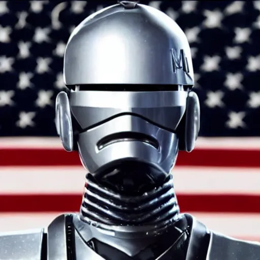 Image similar to Donald Trump as Robocop, 8k, high definition, highly detailed, photorealistic