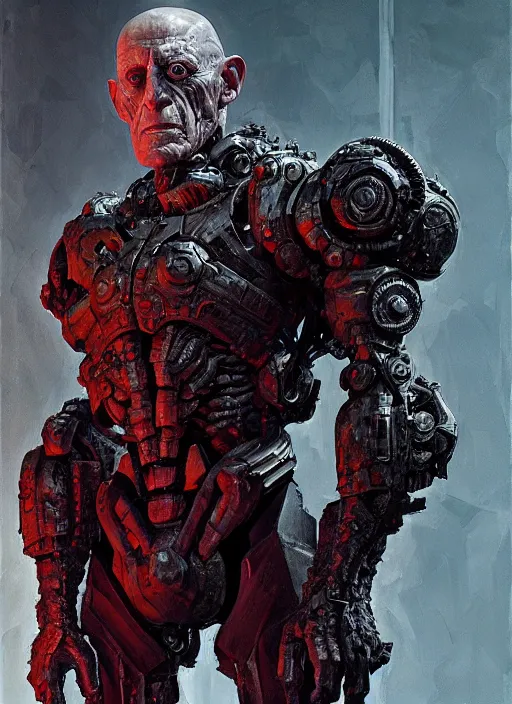 Image similar to michael berryman as victor stone, full body concept, cyborg, borg, strogg, face of a man, terminator, flesh, quake strogg, doom demon, wolfenstein, monstrous, powerful, symmetry, symmetrical, concept art by ruan jia and greg rutkowski