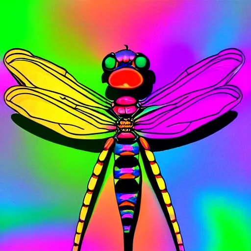 Image similar to dragonfly, lisa frank style,