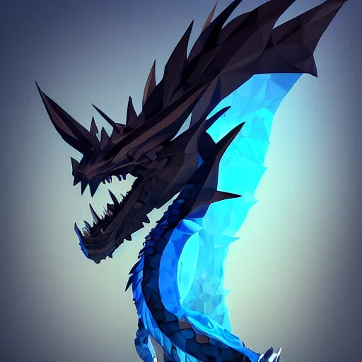 Image similar to a majestic black and blue dragon, hd, 4k, trending on artstation, award winning, 8k, 4k, 4k, 4k, very very very detailed, high quality lowpoly art