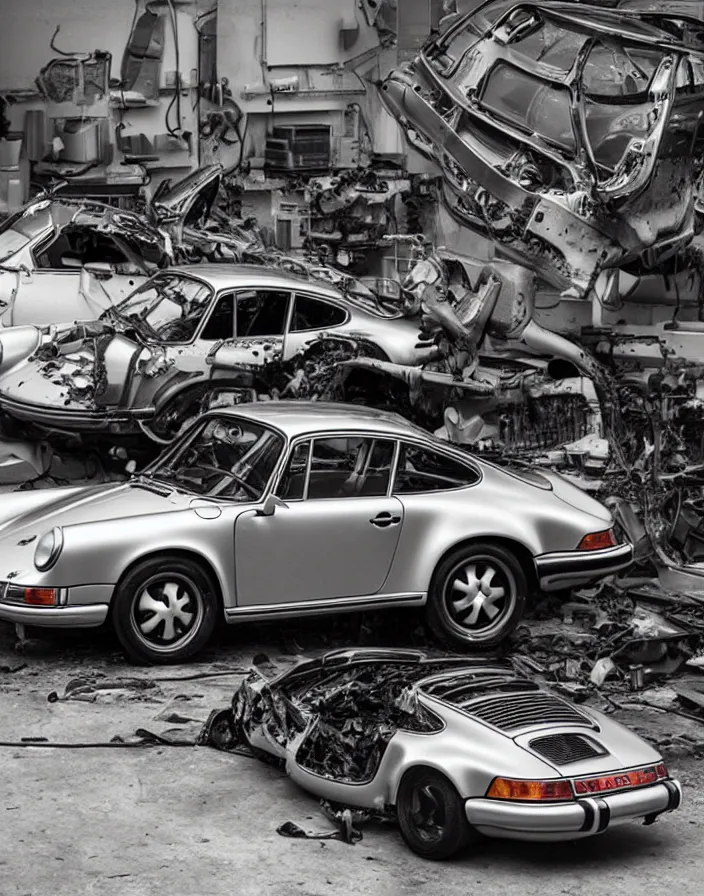 Prompt: porsche 9 1 1 as exploded parts catalog