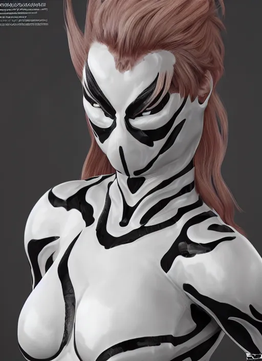 Prompt: White Female Venom , glossy intricate design, digital art, smooth vibrancy, high detail texture, lighting, 8k, unreal engine 5 rendered, marmoset toolbag rendered, octane rendered, trending in ArtStation, Art Style by Popularity_Choi and Ian Sprigger