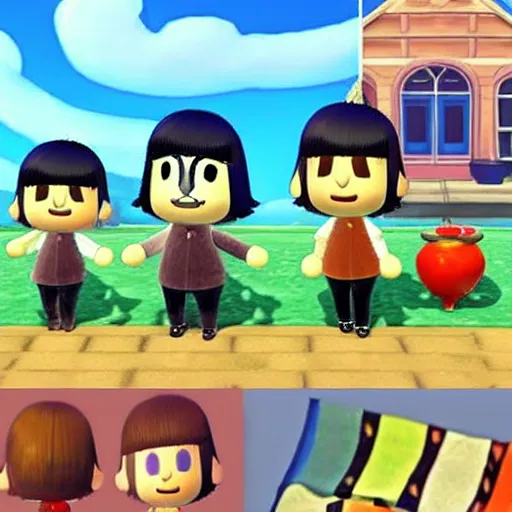 Prompt: the beatles in animal crossing