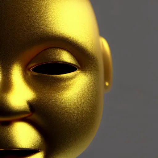 Prompt: full head shot of ( sad golden emoji ), trending on artstation, octane render, insanely detailed, 8 k, hd