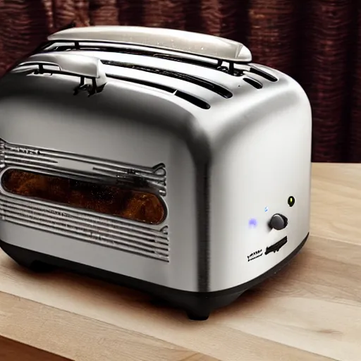 Image similar to pigeon with the body of a toaster