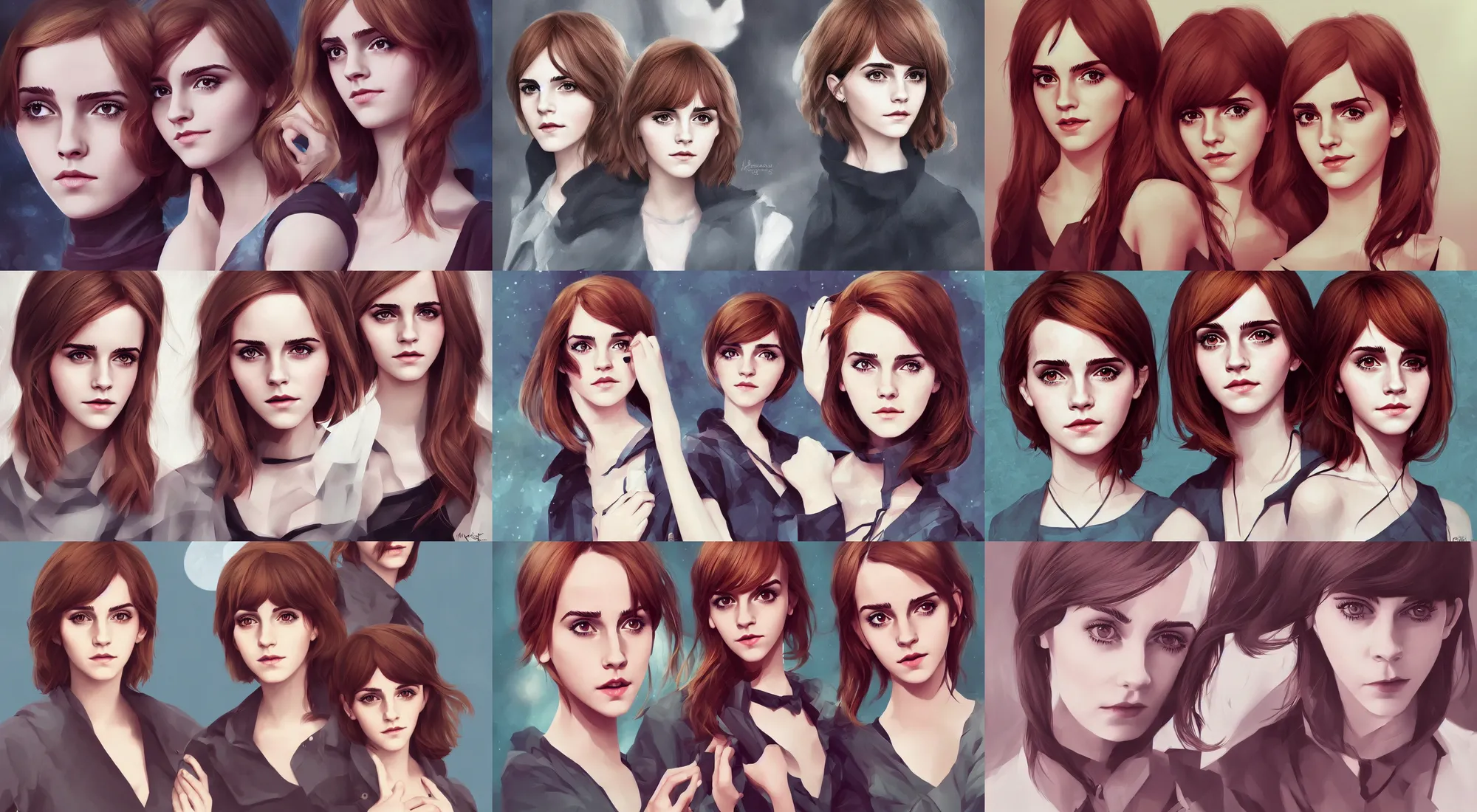 Prompt: mix of emma watson and christina hendricks, ilya kuvshinov, rossdraw