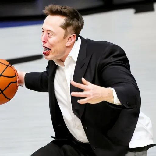 Image similar to photo of Elon Musk eating a basketball