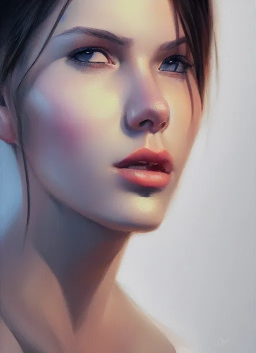 Image similar to portrait of a gorgeous young woman in the style of stefan kostic, artstation, concept art, realistic photo, smooth, insanely detailed