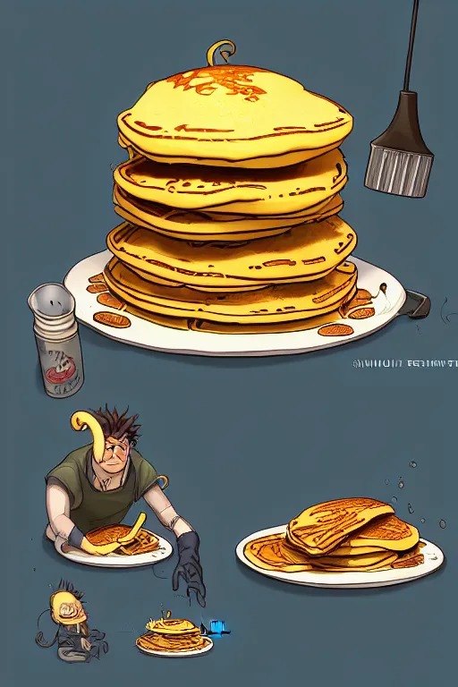 Image similar to cthulhu making pancakes, animation pixar style, by pendleton ward, magali villeneuve, artgerm, rob rey and kentaro miura style, golden ratio, trending on art station