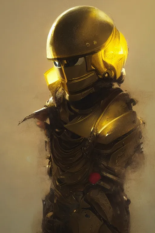 Prompt: A fancy portrait of a yellow glowing holy knight with their face covered by a helmet by Greg Rutkowski, Sung Choi, Mitchell Mohrhauser, Maciej Kuciara, Johnson Ting, Maxim Verehin, Peter Konig, 8k photorealistic, cinematic lighting, HD, high details, dramatic, trending on artstation