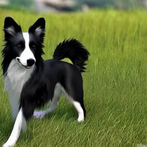 Prompt: hyperrealistic 3 d model of a border collie, unreal engine 5, rendered, 4 k, full - body