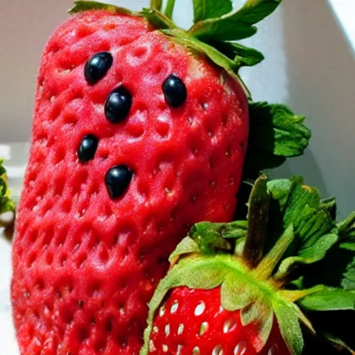 Image similar to horrifying strawberry abomination