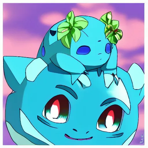 Prompt: a blue bulbasaur ~ water powers ~ amazing ~ trending ~