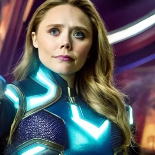 Prompt: Elizabeth Olsen as Thanos