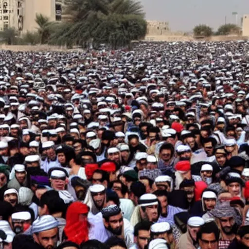Prompt: a photo of where's wally, in the arab spring