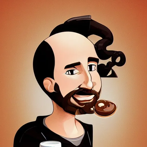 Image similar to guy named luis barlock. coffee addict and ruthless coffee bean maniac. chubby face. centered median photoshop filter cutout vector behance artgem hd jesper ejsing!