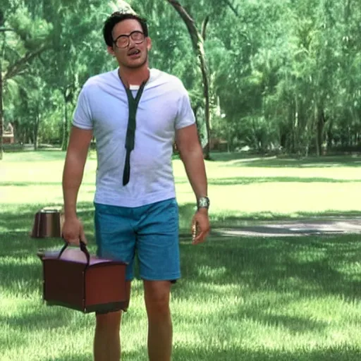 Image similar to markiplier in a scene from forest gump, movie still, 4 k, hd