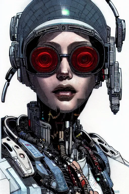 Image similar to a close - up portrait of a cyberpunk cyborg girl, by kim jung gi, rule of thirds