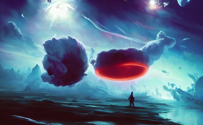 Prompt: a beautiful artwork illustration, an icecream floating in a galactic explosion, volumetric fog, godrays, high contrast, high contrast, high contrast, vibrant colors, vivid colors, high saturation, by Greg Rutkowski and Jesper Ejsing and Raymond Swanland, featured on artstation, wide angle, vertical orientation